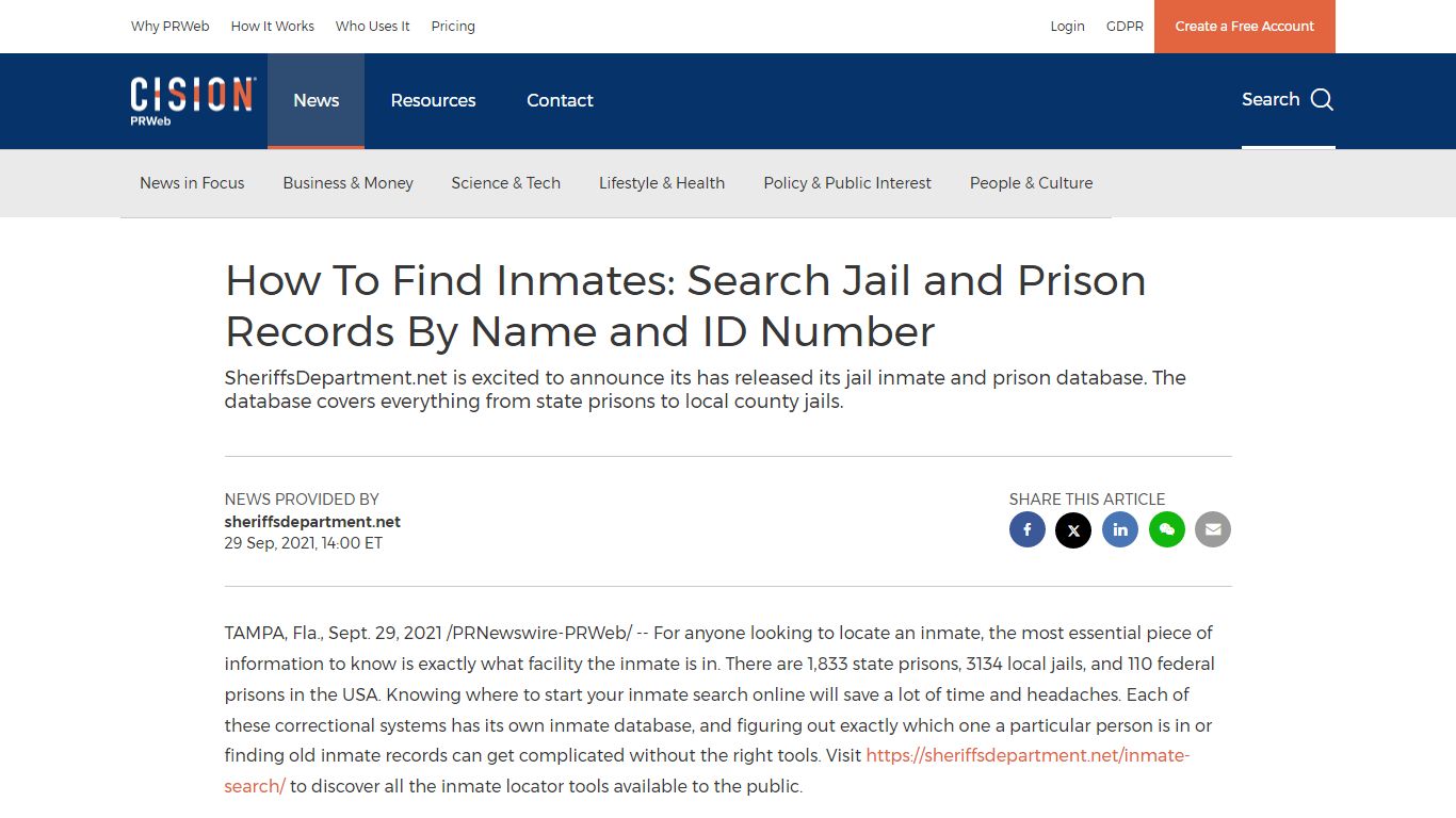 How To Find Inmates: Search Jail and Prison Records By Name and ... - PRWeb